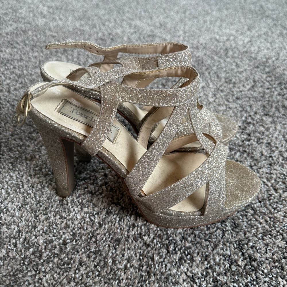 Touch Ups Glitter Strappy High Heels in Champagne Size 8 Women - Picture 3 of 4